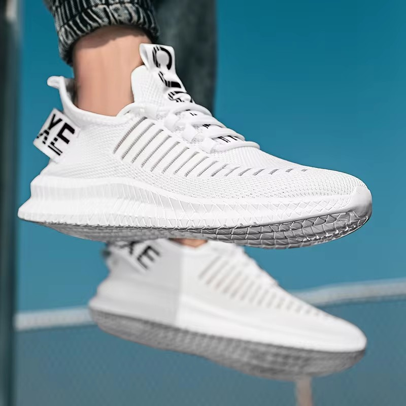 ELEWHVTË™ | Fallz Sneakers White Mens Mesh Sneakers Model Image Side