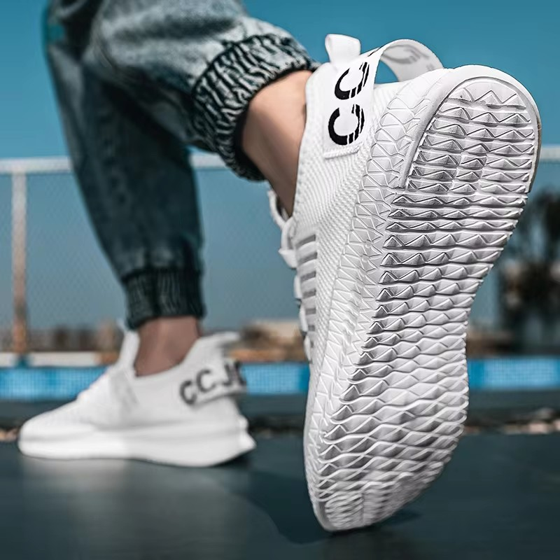 ELEWHVTË™ | Fallz Sneakers White Mens Mesh Sneakers Model Image Back