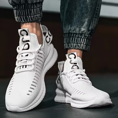 ELEWHVTË™ | Fallz Sneakers White Mens Mesh Sneakers Model Image Front